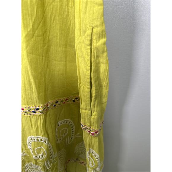 Sundance Remi Eyelet Maxi Dress XXL Bright Yellow Green Embroidered Cotton Flowy - Picture 9 of 12